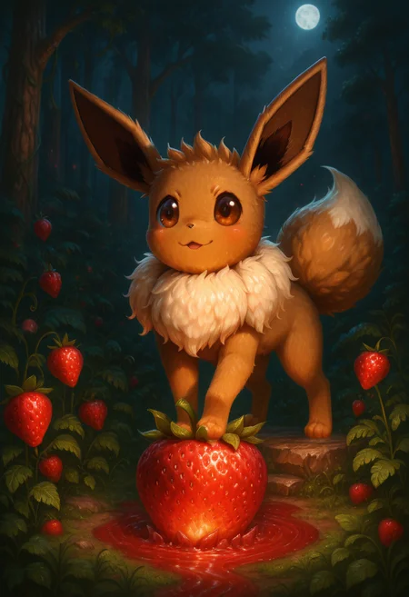 masterpiece, best quality, strbrry, eevee, <lora:StrawberryWorldMorph_IXL_v1:1.0>,