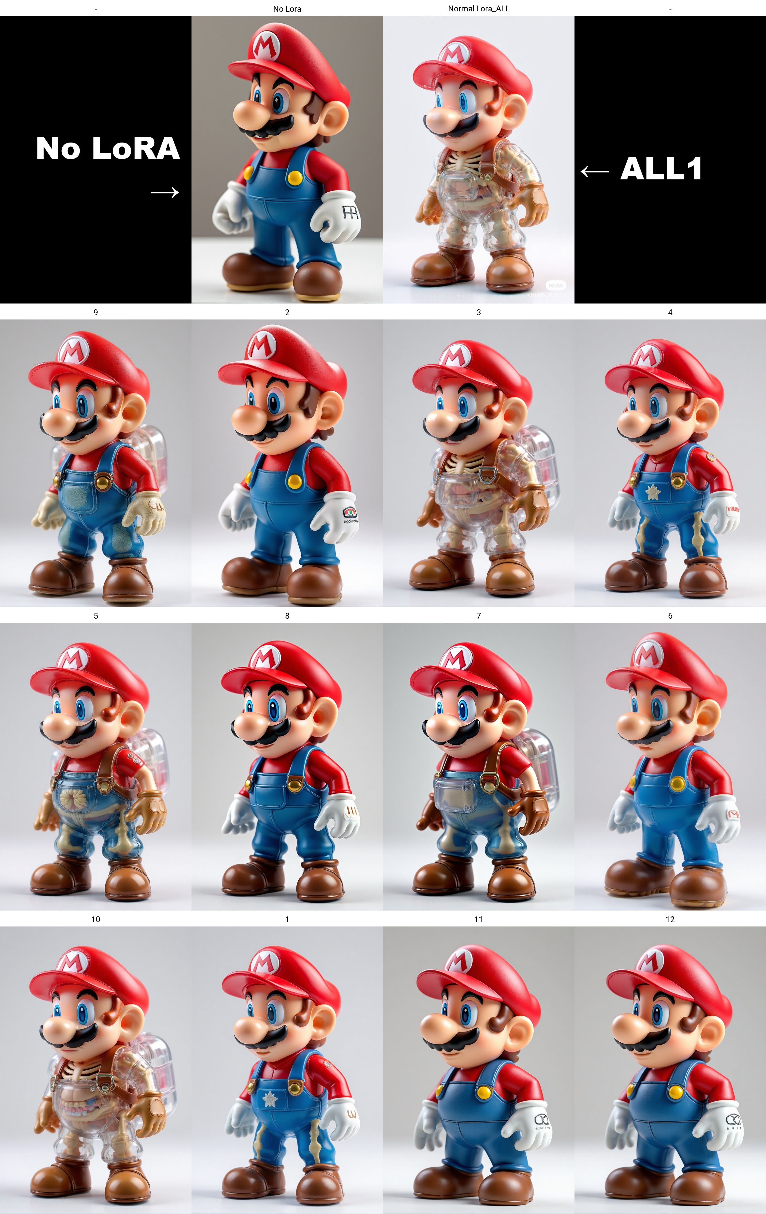 a super mario toy, full body, skeleton visible