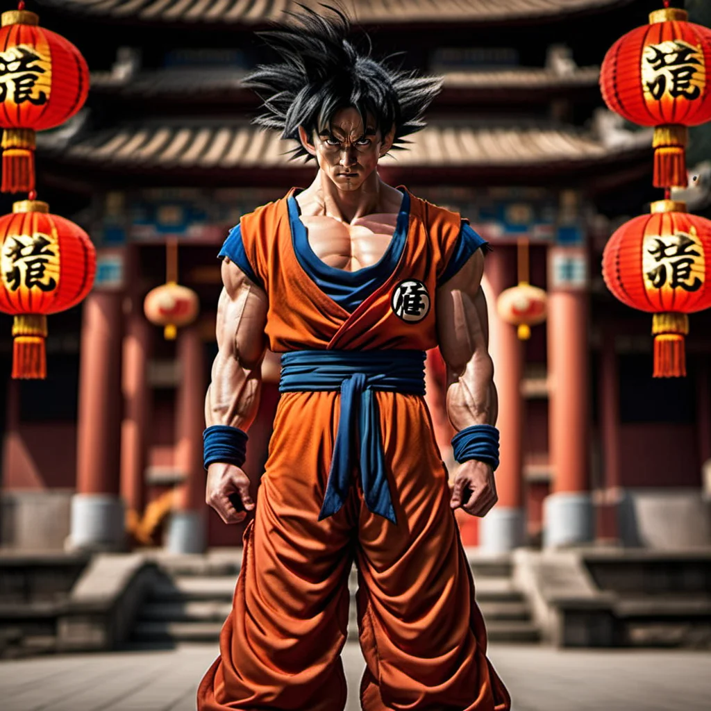 Goku1024 ,  a man dressed in red, full body, powerfull, crystal-balls, dragon, ancient chinese temple background, highly detailed, photography, ultra sharp, film, bokeh, professional, 64k  <lora:Goku1024:0.8>