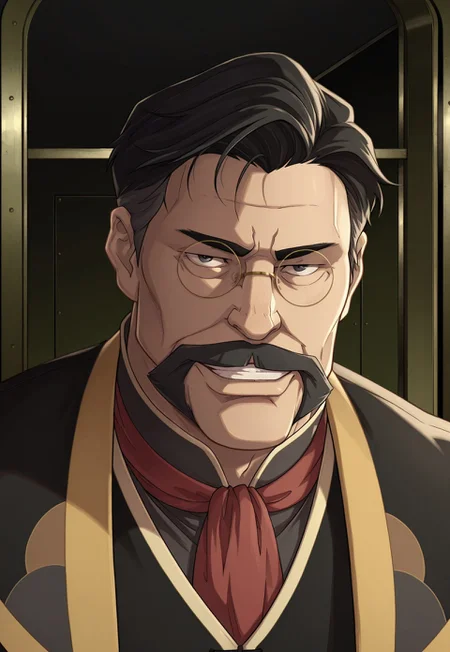 solo, masterpiece, detailed, ultra hd, best quality, 1boy, male, official art, w0lfc0nf, modern, new, masculine face, daddy looking face

LOKHiroshi, black hair, mustache, glasses, vest, jacket, headshot, looking at viewer, smiling