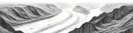 Create a highly detailed,technical drawing of the Yellow river of China,emphasizing precision and complexity in its design,The view should be panoramic,with focus on structural details and textural elements,similar to a technical schematic or a data visualization diagram,masterpiece,high quality,bigc,digital engraving,crazy detail,8k,(cash green),Diagonal lines are highlighted throughout the picture,<lora:aki-000004:1>,