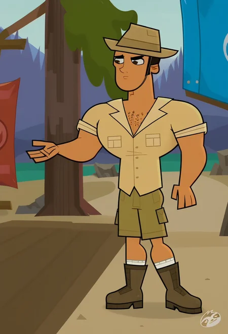 score_9, score_8_up, score_7_up, score_4, score_5, score_6, dynamic view, dynamic pose, High Quality, perfect body, cartoon source, break
Diego Olivo, 1boy, solo, tanned skin, brown eyes, chest hair, muscular, Big chest, Big pecs, thick eyebrows, hat, ochre shirt, olive green shorts, white socks, brown boots, break
beach, sunny, blue sky.