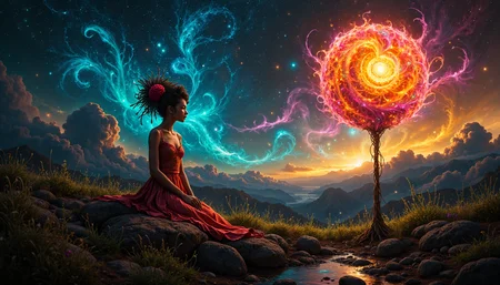 The image art style is inspired by surreal portraiture, where human figures are portrayed with dreamlike or fantastical elements, mixing reality with imaginative details to evoke emotional depth,dark art by Eduard Wiiralt and William Timlin, Print, In a Zenith landscape, the iconic Beetrooper Light Flapper, This which Survives, illuminates the sky with its vibrant hues. Through the lens of wonder, the world becomes a kaleidoscope of marvels, where curiosity never sleeps, Neoclassicism, dreamy atmospheres, innovative use of materials, body-oriented performances, dreamlike, urban exploration, Dinotopia series, provocative themes, winning, warm light, deep aesthetic, professional creative, intense, <lora:aidmaInkStyle:.95>,aidmainkstyle