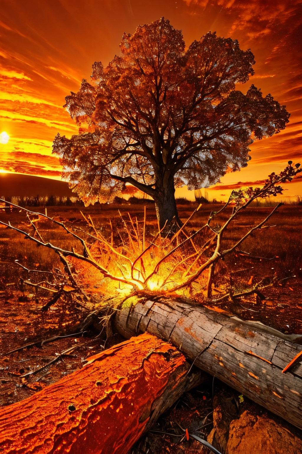 (Realistic:1.5) EdobLandscapeAlpha , forest, moon, too many, branch, palm tree, red rose, traditional media, orange sky, aura, sunlight, <lora:EdobLandscapeAlpha_v1.0:0.8>