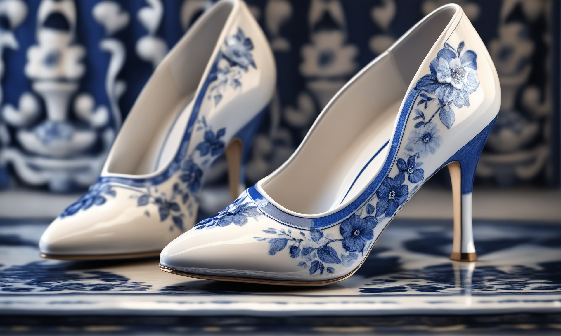 <lora:bwporcelaincd_xl-000007:0.7>, a pair of high heels made of (bwporcelaincd_xl, blue and white porcelain, porcelain:1.2, shiny:1.3, solo:1.3) on floor, full body, indoors, (Unbelievable Digital Artwork:1.3), CGSociety, ArtStation, master works, 8K,HDR,UHD,masterpiece,best quality,highly detailed,emotional,harmonious,high budget,moody,epic,gorgeous,high resolution,perfect lighting,finely detail,extremely detailed,ultra detailed,realistic,photorealistic,huge filesize,photographic,real,wallpaper,moody lighting,volumetric lighting,reality ray tracing