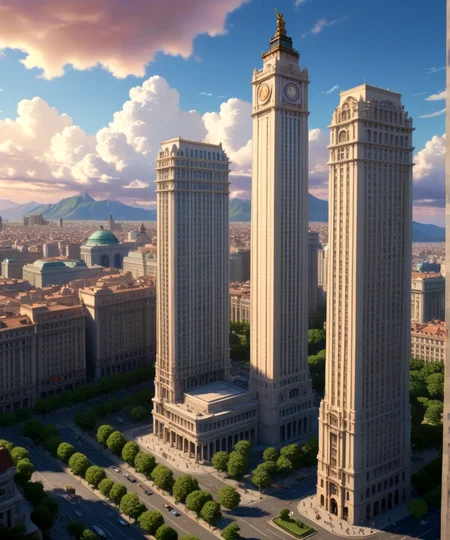 score_9, score_8_up, score_7_up,
<lora:Authoritarian_Architecture_(Architecture)_(SDXL)_(AD):0.8> authoritarian, scenery, building, city, cityscape, architecture, monumental architecture,
8K, In'ei, chiaroscuro, soft natural volumetric cinematic perfect light, perfect depth of field shot, ray tracing, photometry, beautiful, subsurface scattering, idealized modern city, wide beautiful boulevards, busy city center, parks and manicured lawn areas, large parks, plazas, skyscrapers, hyper detailed, art by Thomas Kinkade, detailed background, detailed photographic fluffy anime clouds, Unreal Engine, CGI render, absurdly detailed, modern era photograph, masterclass oil painting, made of sandstone and concrete, monumental skyscrapers, vivid white sandstone, rose sandstone, tan sandstone, marble,
BREAK zPDXL, zPDXLxxx, <lora:wowifierXL:0.2> art by mooncryptowow <lora:sdxl_lightning_8step_lora:0.4> <lora:detailed_notrigger:0.5>