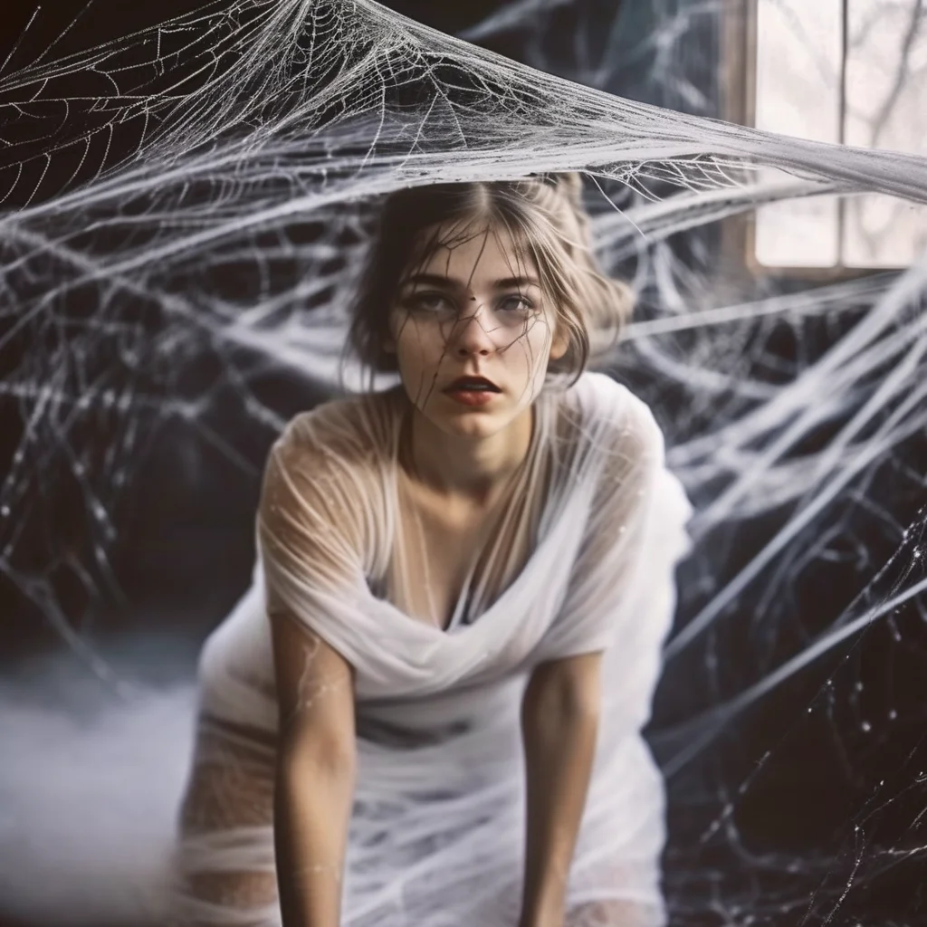 spiderweb a girl full body wrapped in a spider's web, cinematic, professional photo <lora:spiderweb:1>