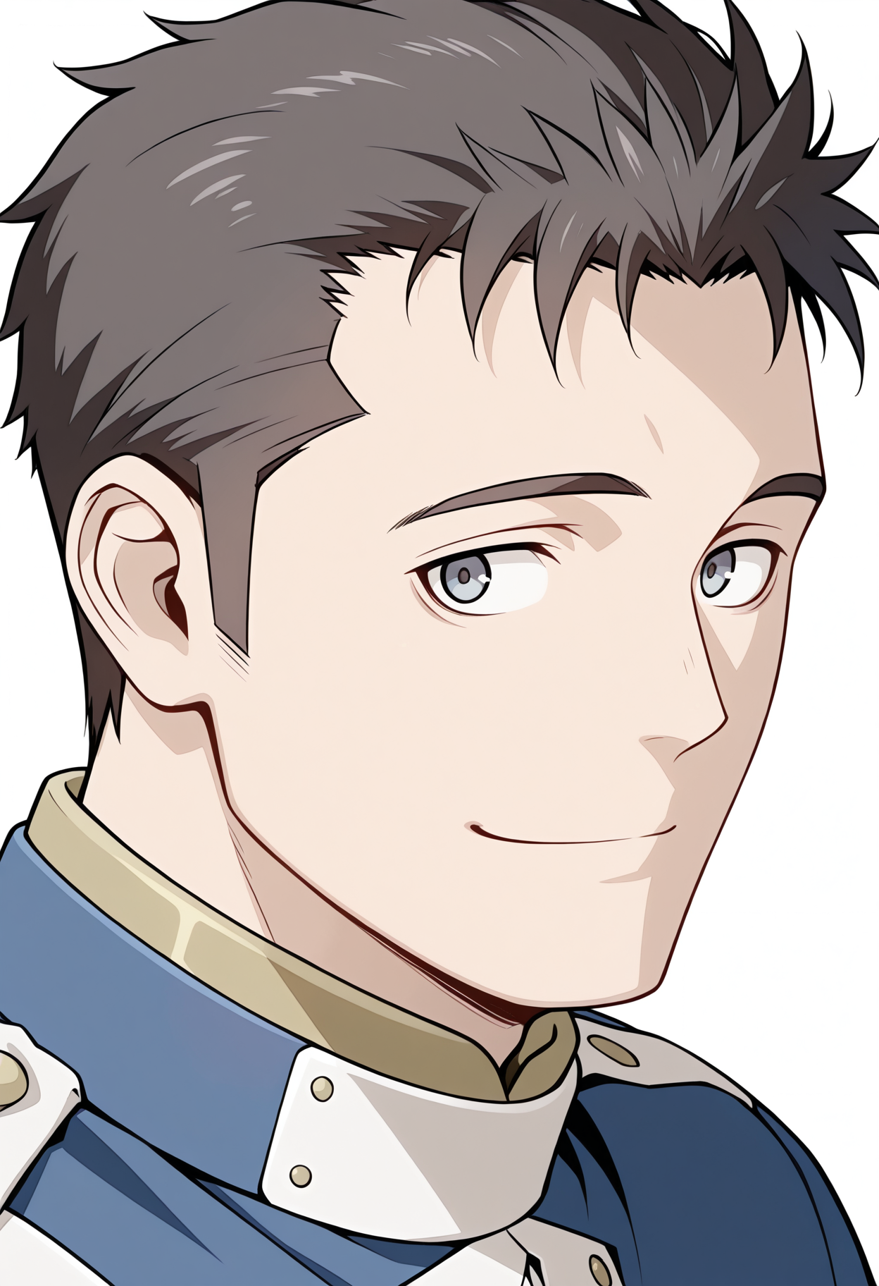 solo, male focus, white background, smile, simple background, portrait, closed mouth, blue jacket, looking at viewer,
<lora:LastExileShetlandIL:1>,multins
masterpiece,best quality,amazing quality,