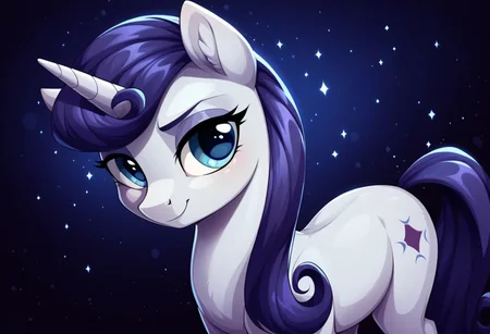 safe_pos, score_9,score_8_up,score_7_up,score_6_up,score_5_up,score_4_up,my little pony,((feral pony)),1girl,((solo)),(sexy),beautifully detailed,(detailed cute pony face),((detailed blue starry background:1.5)),((woman)),high angle,(cute smile:1),((up-close)) 1girl,((solo)),(sexy),
body lavender
mane and tail deep purple-blue
eyelids shiny purple-blue
eyebrows deep purple-blue
eyes moderately yellow
horn Platinum
unicorn
Moonlight Raven