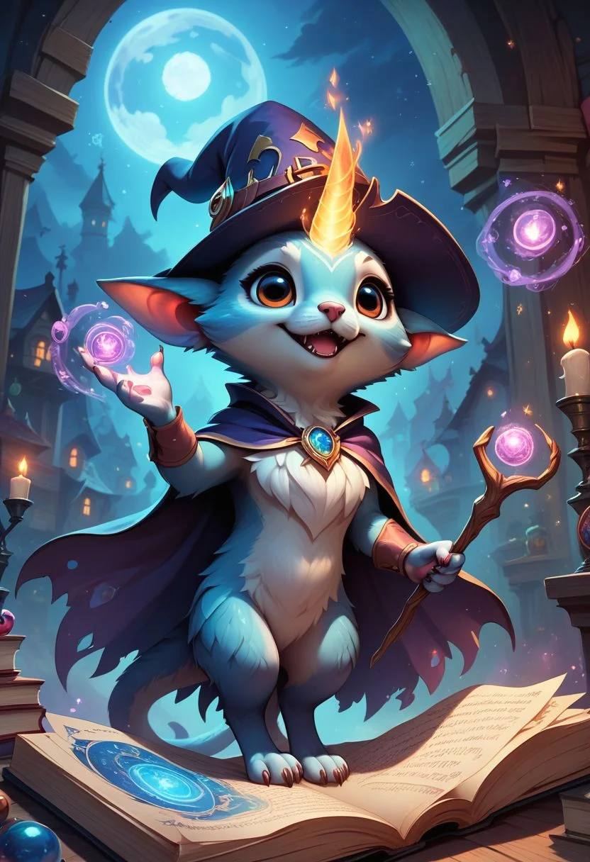 score_9, score_8_up, score_7_up, cute and wonderful familiar fantasy creature witch, majestic, fantastic, mythical, magical, magic, dynamic, wonderful, peaceful,