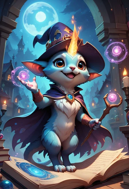 score_9, score_8_up, score_7_up, cute and wonderful familiar fantasy creature witch, majestic, fantastic, mythical, magical, magic, dynamic, wonderful, peaceful,