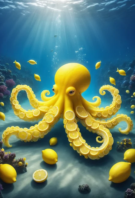 masterpiece, best quality, wl_lemons, underwater, yellow octopus made of lemons <lora:Challenge_Winnifier_2025-02:0> <lora:When_Life_Gives_You_Lemons-000005:1>