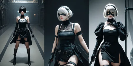 (otherworldly), highly insanely detailed, masterpiece, top quality, best quality, highres, 4k, 8k, RAW photo, (very aesthetic, beautiful and aesthetic), Cyborg,
__lazy-wildcards/cosplay-char/Nier/2b/prompts__,
<lora:Cyborg-models-542854:0.7>,
(1girl, solo:1.6),
BREAK
__lazy-wildcards/dataset/background__, (fantasy world)âââ