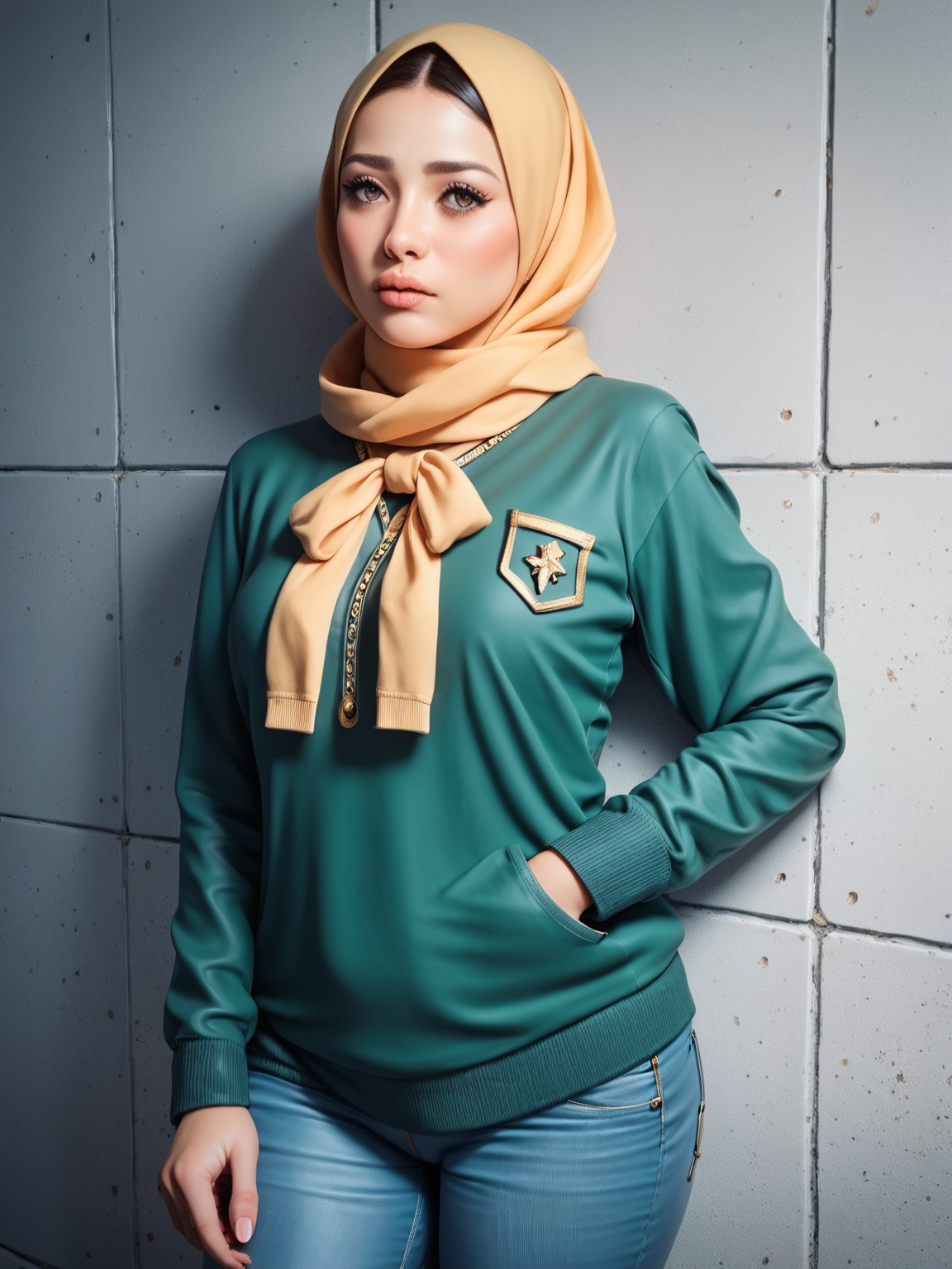 score_9, score_8_up, score_7_up, score_6_up, score_5_up,  source_anime BREAK
yellow hij4b <lora:hijabPony:0.9>  jeans, college jacket, vivid colors, college student, college sweater, cowboy shot,  campus grounds, shy, detailed background