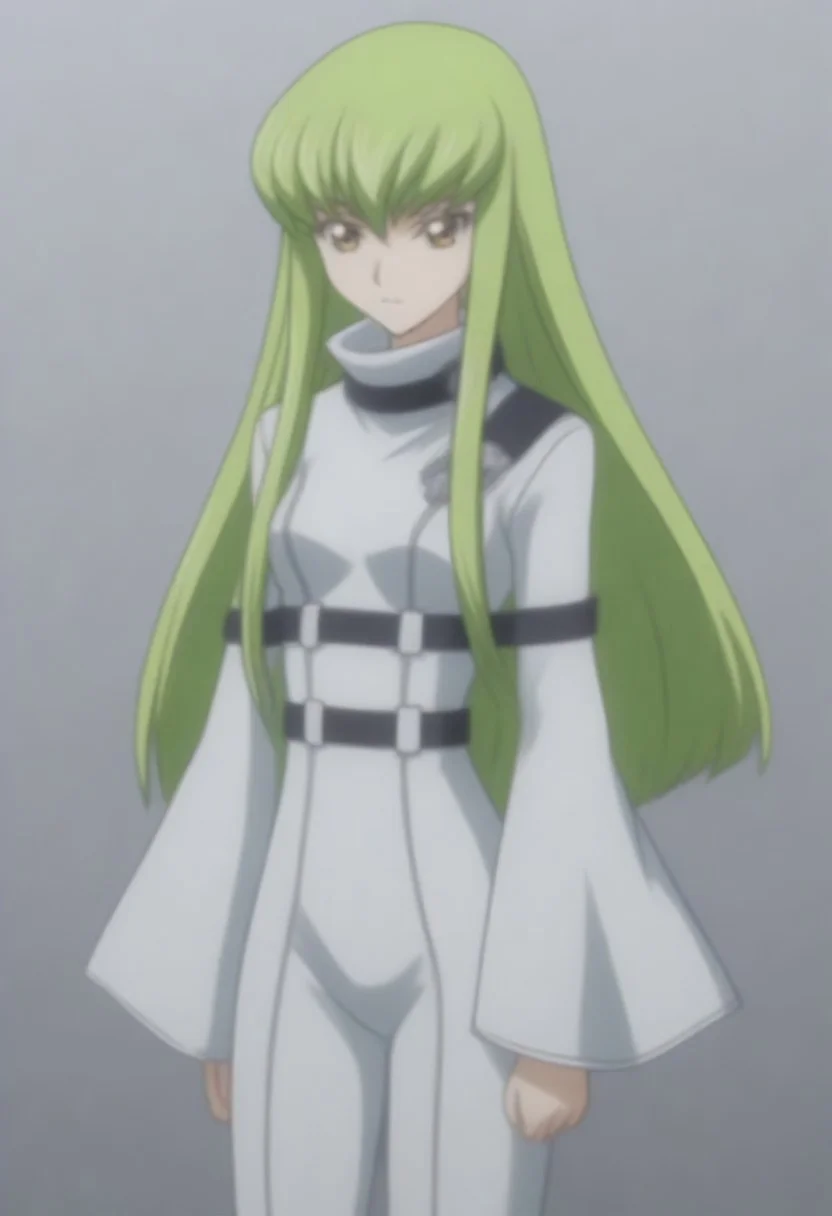 source_anime, anime screencap, source_anime, auratheguillotine, anime screencap, masterpiece, source_anime, shiny skin,,,codegeasscc, <lora:code-geass-cc-s1-ponyxl-lora-nochekaiser:1>, cc, c.c., yellow eyes, green hair, long hair, straight hair, straitjacket, white straitjacket, wide sleeves,