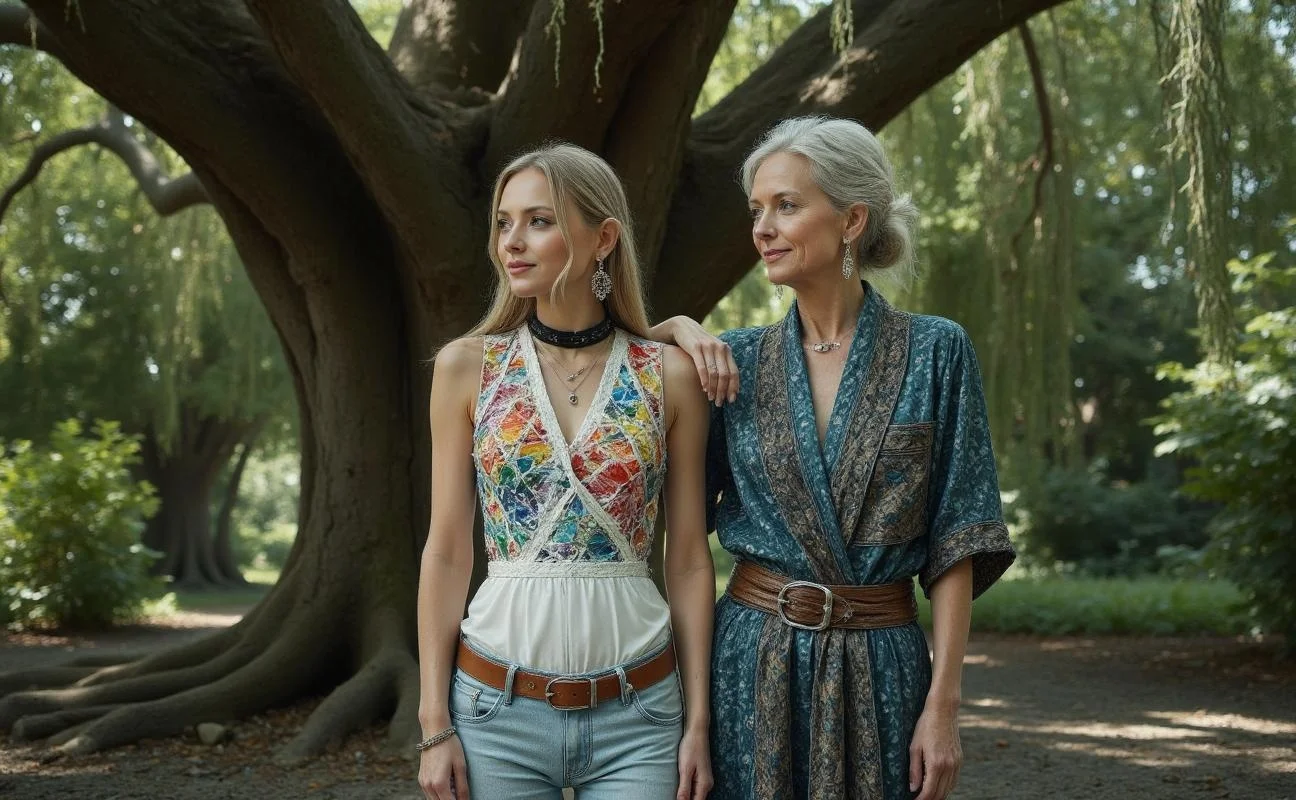 <lora:ck-waterworld.safetensors:1> ck-wtr, transparent, made out of ck-wtr
Beneath the sprawling boughs of an ancient willow tree, gnarled and weathered by the passage of time, two women, Aria and Zara, stand in mutual reflection. Aria, a woman of about 35, with a striking presence, wears an elegant sleeveless outfit. Her multicolored, asymmetrical vest, adorned with vibrant rainbow and geometric patterns, contrasts beautifully against her chic, sleeveless V-neck dress in pristine white. Her ensemble is completed with light blue denim shorts, cinched at the waist by a brown leather belt. Statement earrings dangle gracefully from her ears, while a black choker and a heart-shaped necklace add a touch of elegance to her look.
Zara, a few years older, stands beside her, her posture relaxed yet attentive. Her robes are a tapestry of deep blues and greens, symbolizing the enduring nature of their friendship. Both women are framed by the timeless beauty of the willow tree, its leaves rustling gently in the breeze, casting dappled shadows on the weathered stones beneath their feet.
Their expressions convey a deep sense of understanding and mutual support. Aria’s eyes are alight with a warm smile, while Zara’s hand rests gently on her shoulder, a silent gesture of comfort. The scene is one of serene harmony, where the everyday blends seamlessly with the eternal. The ancient tree and the polished stones serve as silent witnesses to the enduring strength of their bond, a bond that has weathered the storms of time and remains as resilient as ever.