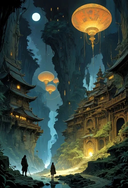 fantasy illustration by John Howe, James C. Christensen, Richard Hescox, Hayao Miyazaki, Lois van Baarle Jason A. Engle Gerald Brom Yoshitaka Amano Moebius, Victo Ngai Katsuya Terada, hyperdetailed, hyper quality, artstation winning award, bright highlights, deep shadows