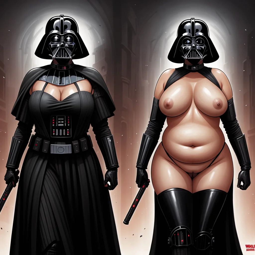 onoff, female darth vader, obese, ligne claire <lora:onoff4:1>