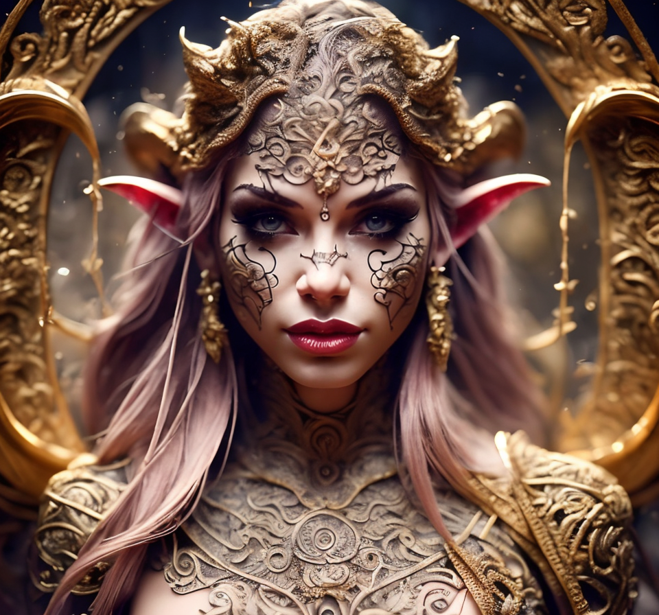 RAW photo, (masterpiece:1.3), subsurface scattering, heavy shadow, (high quality:1.4), (intricate, high detail:1.2), professional photography, HDR, High Dynamic Range, realistic, ultra realistic, photorealistic, high resolution, film photography, ambient lighting, atmospheric effects, <lora:detail_slider_v4:2>, OverallDetail,  <lora:Denise:1>, Denise,  as a female tiefling thief, heavy makeup, intricate sexy silk robes, belt, bracers, jewelry, (very small horns), tiara, <lora:Tiefling:0.6>, in front of a mysterious portal in a forest, <lora:Portal:0.8>, epiCPhoto
