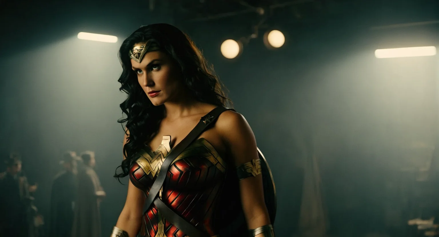 cinematic film still of Cinematic Film stock footage in (arri alexa style) Kodak film print, <lora:Wonder Woman:1> nsfw Wonder Woman a woman posing naked in a studio setting, shallow depth of field, vignette, highly detailed, high budget, bokeh, cinemascope, moody, epic, gorgeous, film grain, grainy