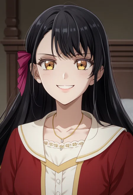score_9, score_8_up, score_7_up, score_6_up, detailed, 1girl, solo, source_anime, highres, 4k,
WilliamsAlicia<lora:WilliamsAlicia>, (black hair), long hair, golden eyes, jewelry,necklace, ribbon, hair ribbon, williamsalicia, alicia, Villainess, smile, looking at viewer, looking to side, medium breasts, summer breeze, spinning around, open eyes, open mouth, upper teeth only, inside, school, looking down,red bowtie, white shirt, standing at desk, red skirt, buttons, grin face, confident,
(red school uniform), fullbody, from below, from side, long hair, white frills, red hairbow,