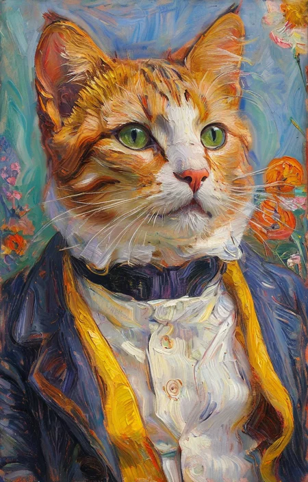 masterpiece,best quality,<lora:tbh126-sdxl:0.8>,portrait of cat,oil painting,style of Pierre Bonnard,
