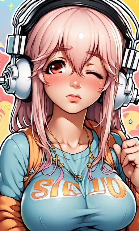 <lora:PONY_character_super_sonico:1>,super_sonico,headphones,blush,large breasts,, score_9, score_8_up, score_7_up, score_6_up, score_5_up, score_4_up