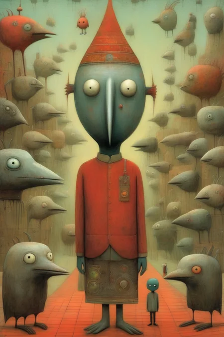 <lora:Shaun Tan Style:1>Shaun Tan Style - shaun tan style illustration indian graphic novel surreal