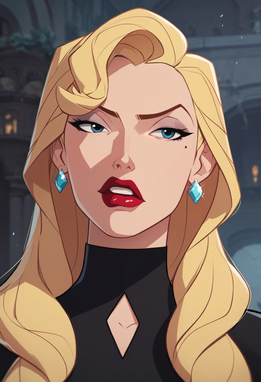 PonyXLV6_Scores,source_anime,masterpiece,best quality, highly detailed,cinematic,unity 8k wallpaper, amazing quality, masterpiece, best quality, UHD, perfect anatomy,
BREAK
<lora:helga:0.8>helga,1girl, solo, blonde hair, lipstick, mole under eye, mole, jewelry, earrings, makeup, dress, black dress, red lips, gloves, long hair, black gloves, parody