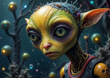 xslx, surrealism, complex sad female alien species face, highly detailed, Parched, Sunlight, dark blue, eerie, pristine, serene <lora:fx-01:1.25>  <lora:surrealism-v1:1>  <lora:alien-species:.4>