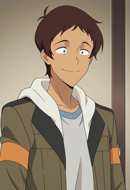 masterpiece,best quality,amazing quality, source_anime,
lanciuv, 1boy, male focus, solo, dark skin, dark-skinned male, brown hair, forehead, shirt, grey shirt, jacket, green jacket, hood, open jacket, smile,