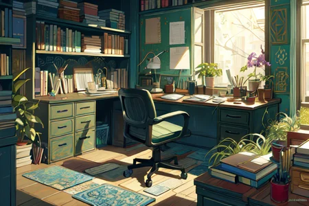 highly insanely detailed, masterpiece, top quality, best quality, highres, 4k, 8k, RAW photo, (very aesthetic, beautiful and aesthetic),  
(code_style,codestyle),traditional chinese text,(sympattern,geometric pattern:1.3),colorful,symbolic patterns,doodle pattern,Doodle,geometric pattern wallpaper,vignette, 
<lora:CodeStyle (half generic class)_564920:0.7>, 
(1girl:1.3), 1other, 
The messy room filled with super cluttered plants and super cluttered books,âââ