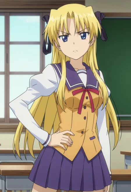 score_9, score_8_up, score_7_up, source_anime,
BREAK
1girl, solo,
<lora:shiCampEricaV1:1>, anime screencap, anime coloring,
shiericaschool, long hair, blue eyes, blonde hair,
pleated skirt, long sleeves, school uniform, hair ribbon, serafuku, puffy sleeves, hand on own hip, purple skirt,
looking at viewer, sad,
indoors, school
