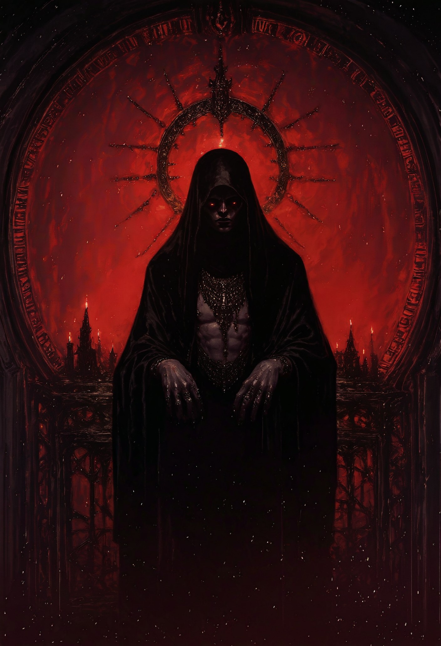 score_9, score_8_up, score_7_up,  rating_questionable, pitch_black_feminine_silhouette, pure_elegance, red_glowing_outline, indistinct dream, somber, unholy_ritual, ancient world, night, indeterminate  <lora:pony/vixon_gothic_oil_style:0.7> d4rk01l <lora:sdxl/sinfully_stylish_sdxl>