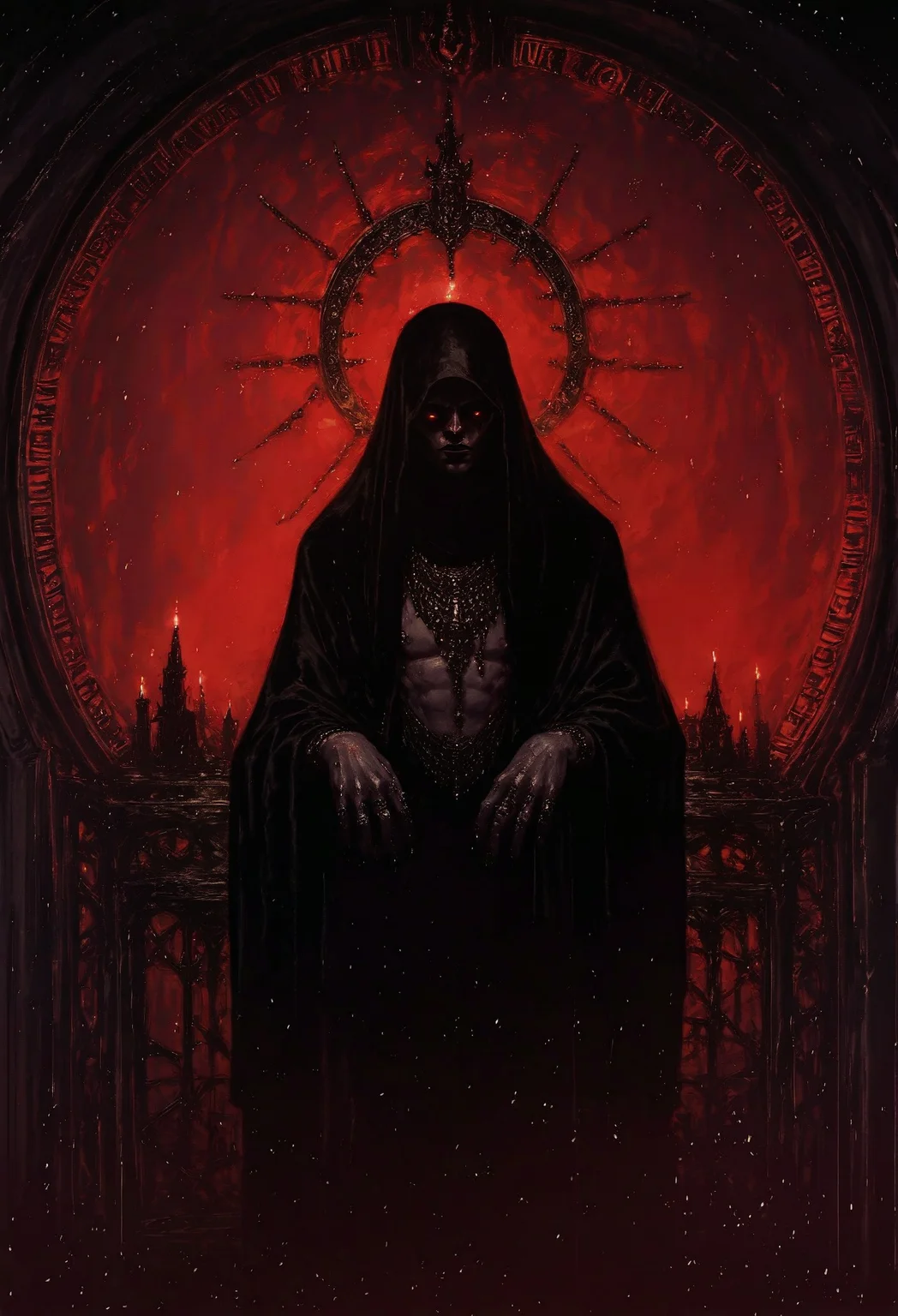 score_9, score_8_up, score_7_up, rating_questionable, pitch_black_feminine_silhouette, pure_elegance, red_glowing_outline, indistinct dream, somber, unholy_ritual, ancient world, night, indeterminate <lora:pony/vixon_gothic_oil_style:0.7> d4rk01l <lora:sdxl/sinfully_stylish_sdxl>
