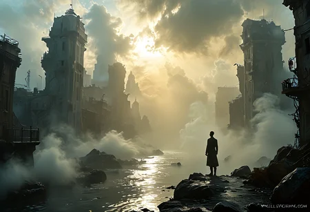 <lora:sdxl_lightning_8step_lora:1>, (style of Will Murai,, fantastical painting:1.6), realistic, conceptualize human life in the year 2100, what will our future be 75 years from now, concept art, cityscape, future theme, at one with earth, ,
<lora:great_lighting:5> , great lighting, <lora:zavy-cntrst-sdxl:1.3> , dark, chiaroscuro, low-key, <lora:fog_creatures_v4:0.4>, msfg, fog, smoke, made of fog, <lora:MHXL_Tri_Diffusion:0.6> ,MHXL ,<lora:MJ52:0.8> ,