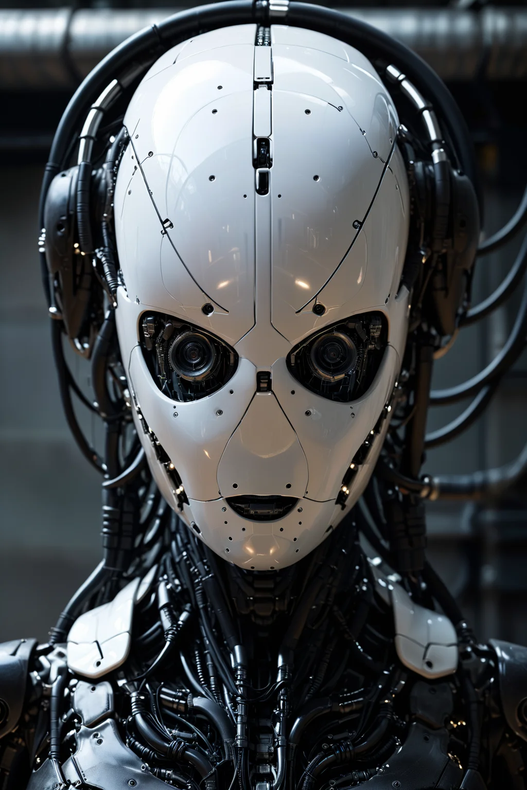 noface, cyborg by H.R. Giger, cables, wires, displays, attached to machinery, upper body <lora:Faceless_Cyborgs:0.8> ziprealism, <lora:EnvyBetterHiresFixXL01:1>, masterpiece, best quality, ultra high res, (photorealistic, realistic:1.2), deep shadow, raw photo, film grain, Fujifilm XT3, 8k uhd, dslr