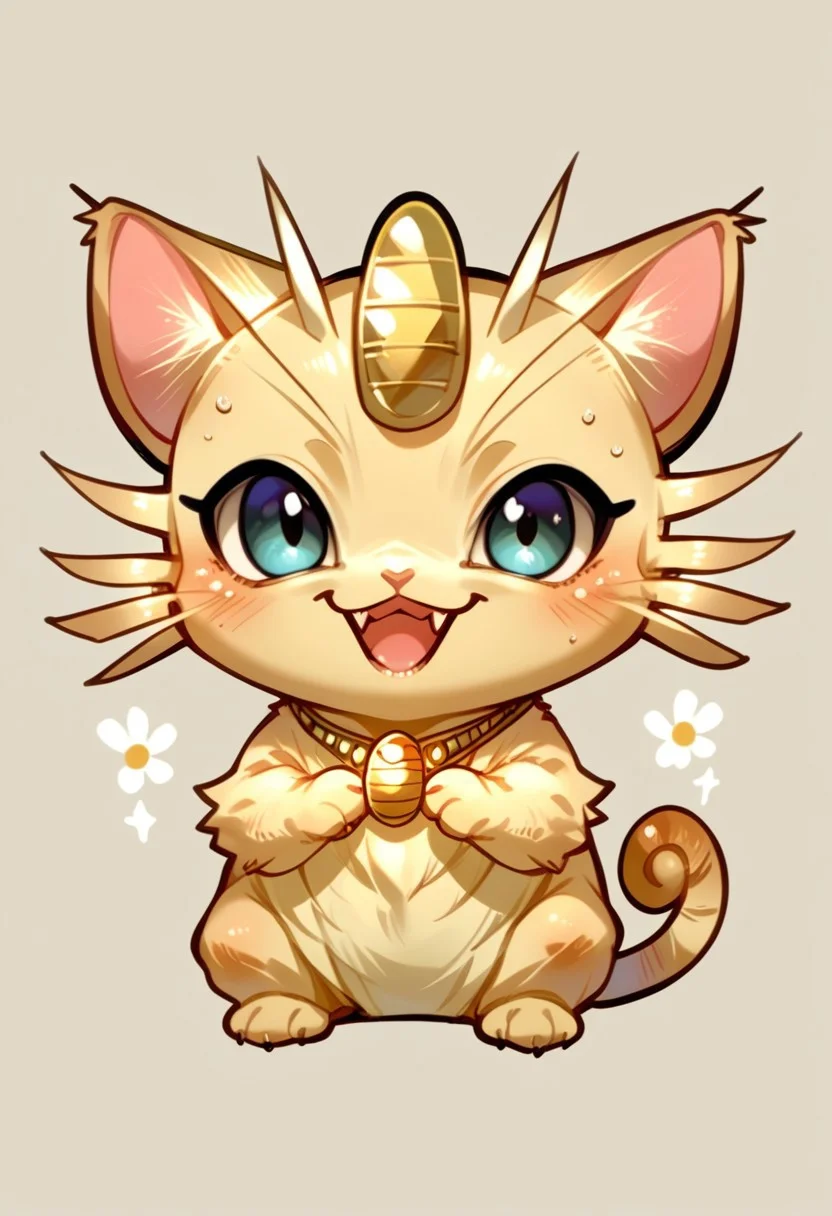 score_9, score_8_up, score_7_up, source_anime, solo, cute chibi Meowth, feral, chibi body, chibi art style, (anime art style:0.9)