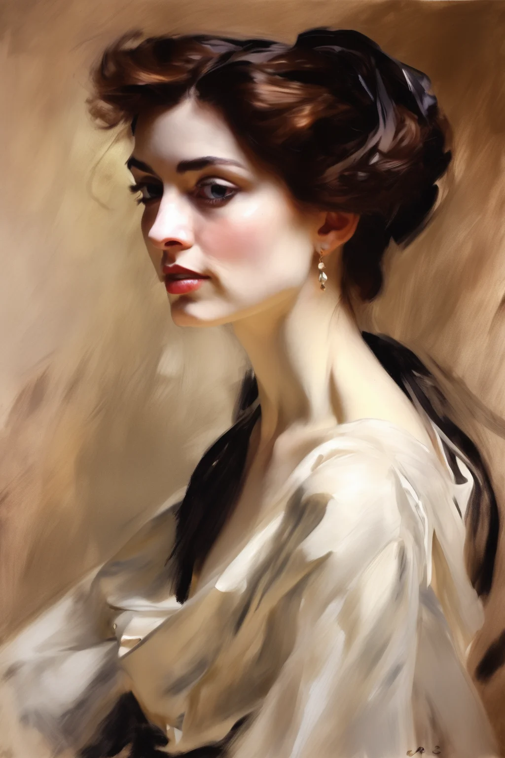 John Singer Sargent Style - beautiful woman portrait painting in John singer sargent style