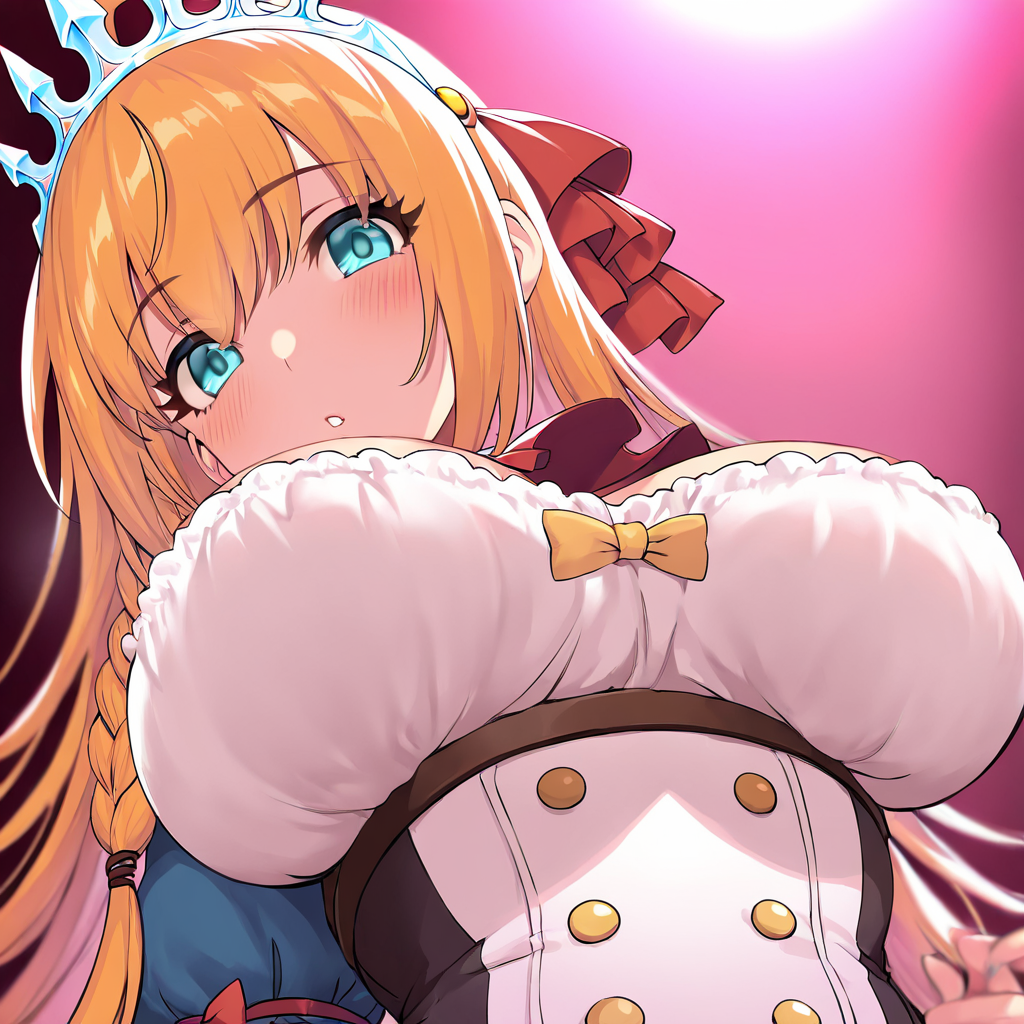 pecorine \(princess connect!\),pink light,1girl,breasts,looking at viewer, long hair,solo,eyebrows visible through hair,large breasts,bangs,masterpiece, best quality, very aesthetic, absurdres,,   <lora:pink light-NAI:0.8>