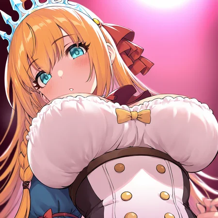 pecorine \(princess connect!\),pink light,1girl,breasts,looking at viewer, long hair,solo,eyebrows visible through hair,large breasts,bangs,masterpiece, best quality, very aesthetic, absurdres,, <lora:pink light-NAI:0.8>
