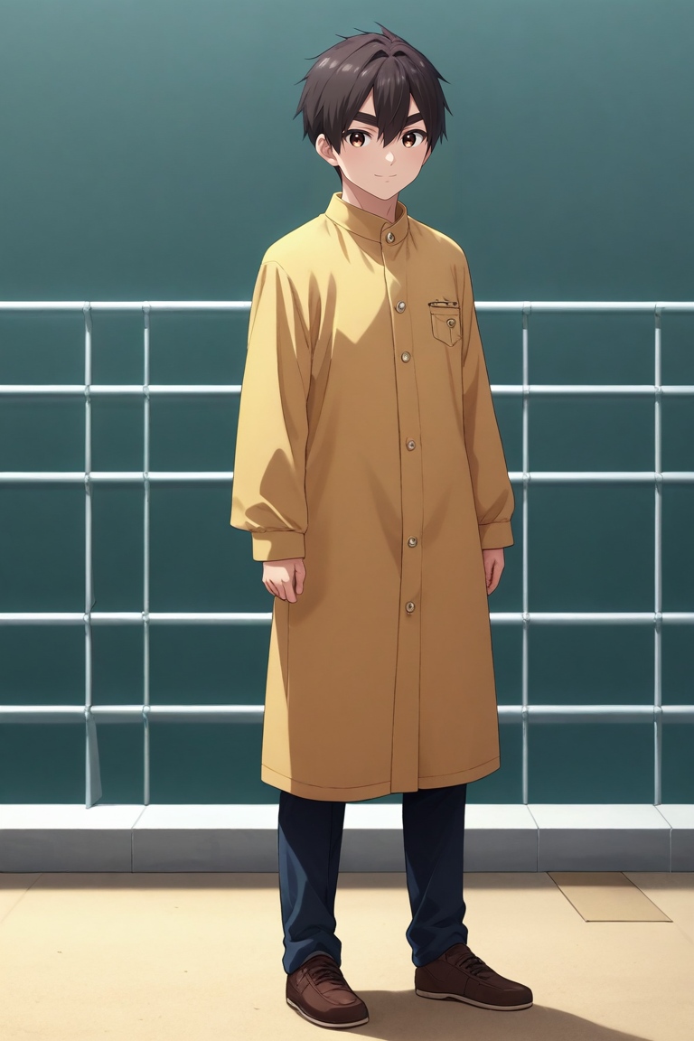 score_9, score_8_up, score_7_up, source_anime, rating_safe, , (realistic:0.6), , , 1boy, solo, male focus, <lora:rentarou_aijou_pony:0.76>, rentarou_aijou, black hair, brown eyes, short hair, thick eyebrows, hair between eyes, bangs, from afar, full body, plaza, day, leaning on object, seductive smile, , <lora:sdxl_lightning_8step_lora:1>