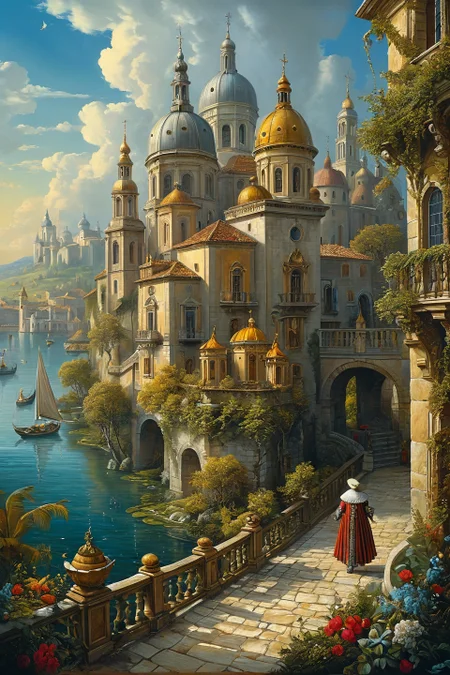 Baroque, Baroque, landscape,creator landscape, "hidden city of magic, concept art, 4k",
<lora:clear:0.15> style of Michael Cheval.
<lora:greg_rutkowski_xl_2:0.3> greg rutkowski,
clear <lora:tbh129-sdxl:0.3>,
<lora:extremely_detailed:0.7> extremely detailed ,
<lora:add-detail-xl:0.7>,, Fantasy painting art style, imaginative, dynamic composition, professional-grade execution, creates immersive world and landscape, painterly, epic, magical, dramatic, exuberant, grandeur, baroque art, oil painting art style from Renaissance period, masterful composition, Renaissance mood, renaissance oil painting, brush strokes, dramatic, exuberant, grandeur, baroque art