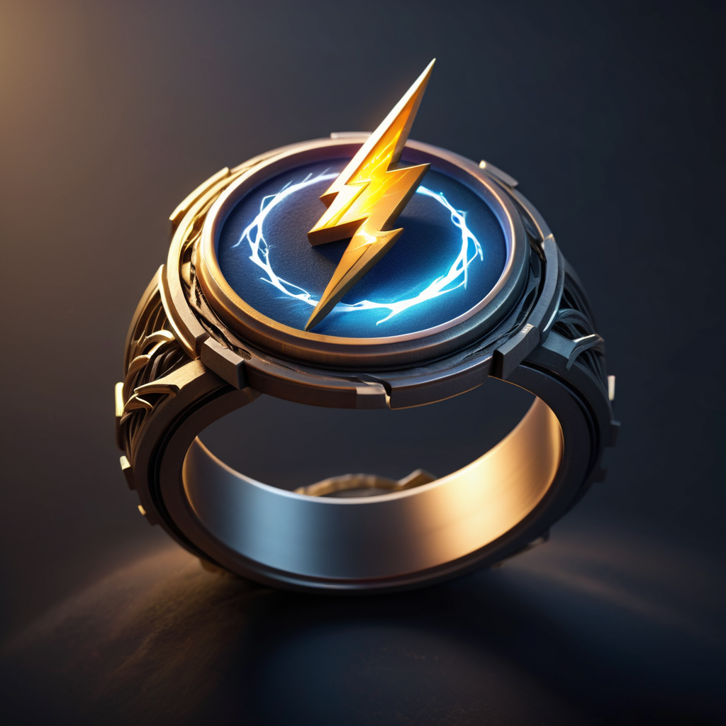 (((masterpiece))),(((best quality))),((ultra-detailed)),wam_icon,simple background, 
A ring surrounded by currents of electricity, emitting a lightning glow,,
 <lora:WAMmjicon:0.3>
