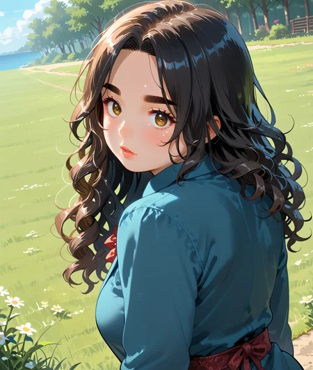PonyScores7, source_anime, ah1, IllustriousQual, <lora:natsumi_style:0.5>, <lora:by_usakun-pony:0.4> by usakun, <lora:Akina_Bbw_Style_-_PonyXL:0.2> AkinBw
BREAK (Dutch Angle, (from back), medium distance from viewer)
BREAK 1girl, mature female, (round face:1.2), (thick eyebrows:1.3), (curvy), round-chin, caucasian, (plump face), <lora:Round_face:0.2>, <lora:ETO_OCPonyXL:0.3> eto_oc, skindentation, (plump), thick thighs, wide hips, busty, voluptuous, lips, <lora:venus body PonyXL:0.3>, <lora:shinyskin2:0.2> glistening skin
BREAK  (curly hair), long hair, (black hair:1.4), (parted hair:1.7), messy hair, kinky curls, <lora:hairdetailpxl:0.2> hairdetailpxl
BREAK (brown eyes), (colorful eyes), (downturned eyes:1.4), <lora:expressive eyes:0.2> expressive eyes, <lora:eyedetailpxl:0.2> eyedetailpxl, <lora:Eyes_High_Definition:0.2> EyesHD
BREAK ((disappointed)),  <lora:Expressive_H:0.2> Expressiveh, <lora:Emotional_Anime_Expressions_PonyXL_Concept:0.2> emotional, <lora:Best_Facial_Expression_LoRA_PONY:0.2>, looking at viewer, <lora:Detailed expressive EXEV style -XL Pony V1.0:0.2> FaceDetail
BREAK ((Bending down to tie shoelaces, while a friend or loved one playfully pulls the other lace,))
BREAK yellow navigator, charting a course through uncharted waters to discover new lands
BREAK (((Quaint English country cottages)))
BREAK <lora:xl_more_art-full_v1:0.2>, <lora:aesthetic_anime_v1s:0.2>, <lora:EpicF4nta5yXL:0.2>, <lora:detailxl:0.2> detailxl, <lora:Fant5yP0ny:0.2>, best quality, amazing quality, best aesthetic, absurdres, illustration, Volumetric_Lighting, ultra-detailed, very aesthetic, intricate details, 8k, masterpiece, best_quality
BREAK Stable_Yogis_PDXL_Positives, AS-Adult, <lora:Complicated fantasy portrait - XL Pony V2.0:0.2>, bad-hands-5, <lora:HDA_Detailer:0.3>, HDA_FatGirlXL