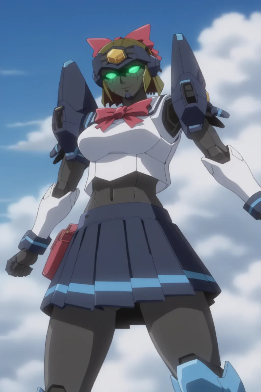 score_9, best, masterpiece, uncensored, anime coloring,  sunny day, beautiful day,
1girl, solo, official style, slight smile,
RinKi, robot, mecha, robot girl,
goggles, glowing eyes,
<lora:ZORinKi_V3-2025-04-20_15-25-57-save-6150-25-0:0.8>​​​