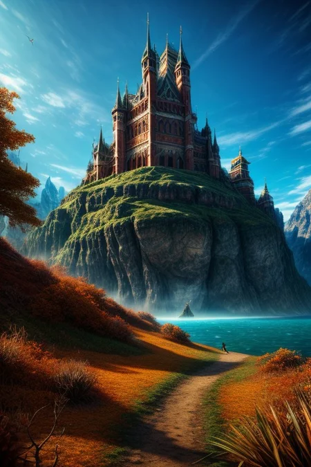 beautiful fantasy world, ((masterpiece)), insane quality, hyperrealistic, photorealistic, highiest texture resolution, extremely detailed, sharp image focus, epic, breathtaking, stunning composition, 32 bit color, depth of field, detailed scenery, high texture resolution, 8k