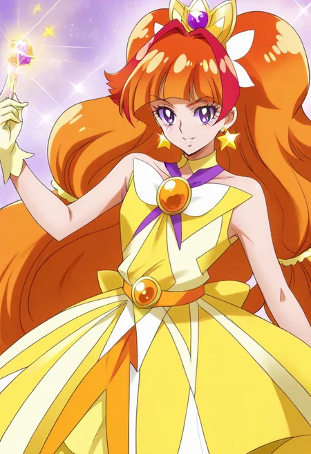 8k hd, (uncesored:1.2), 1girl, curetwinkle, long hair, orange hair, purple eyes, <lora:PrettyCureGoPrincess_CureTwinkle_bbccaaa:1>