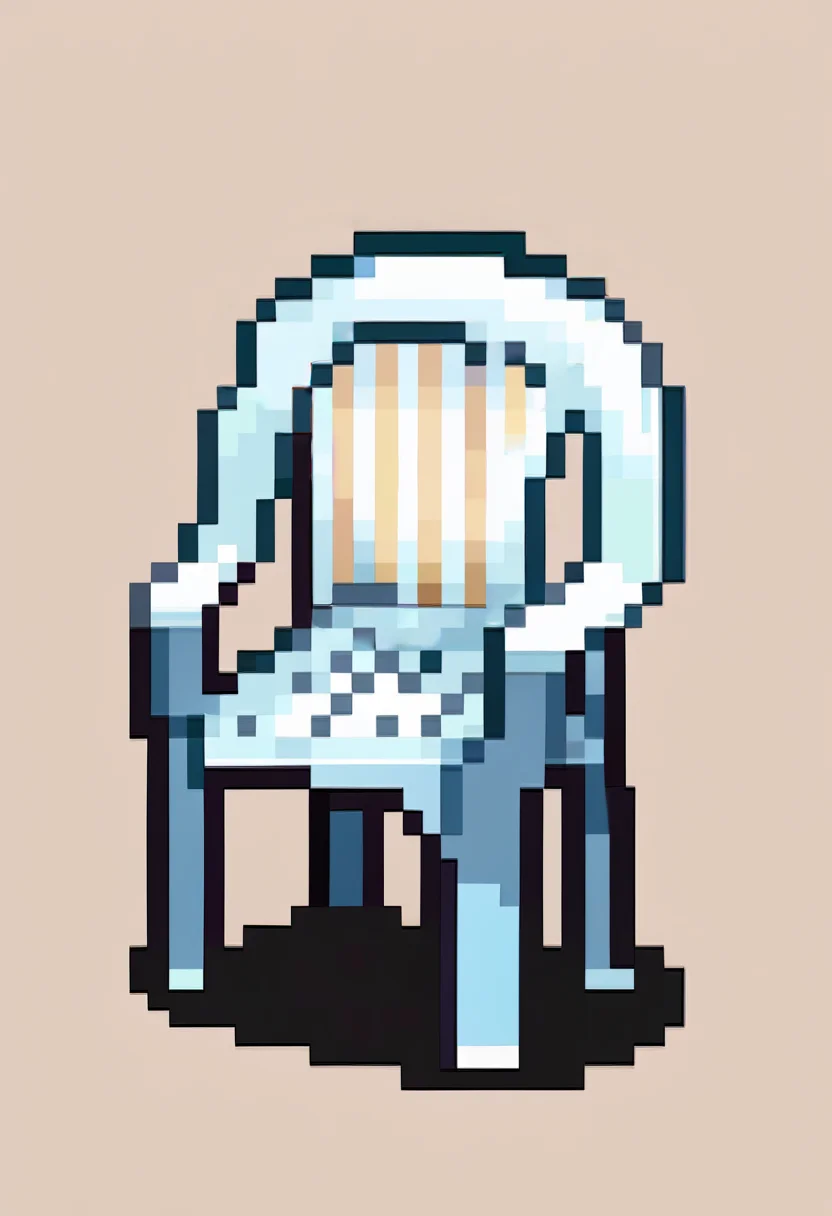 score_9, score_8_up, score_7_up, source_anime, BREAK, solo, , <lora:FEGBA-SpritesV2-pdxl_Fp:1>, simple background, pixel art, <lora:PlasticChair_XLPD:1>, plastic chair