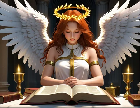 ultra realistic image with high resolution and stable focus correct and accurate anatomy, different poses, different perspective, perfect detail of neon divine angel, sense of divinity, beauty, humility, wings, halo, fiery sword, laurel wreath, bible, gospel ,nskimpy clothing,<lora:xl_more_art-full_v1:1> <lora:MJ52_v2.0:1> <lora:wolf:0,5> <lora:angel_3:1> <lora:angel:1>